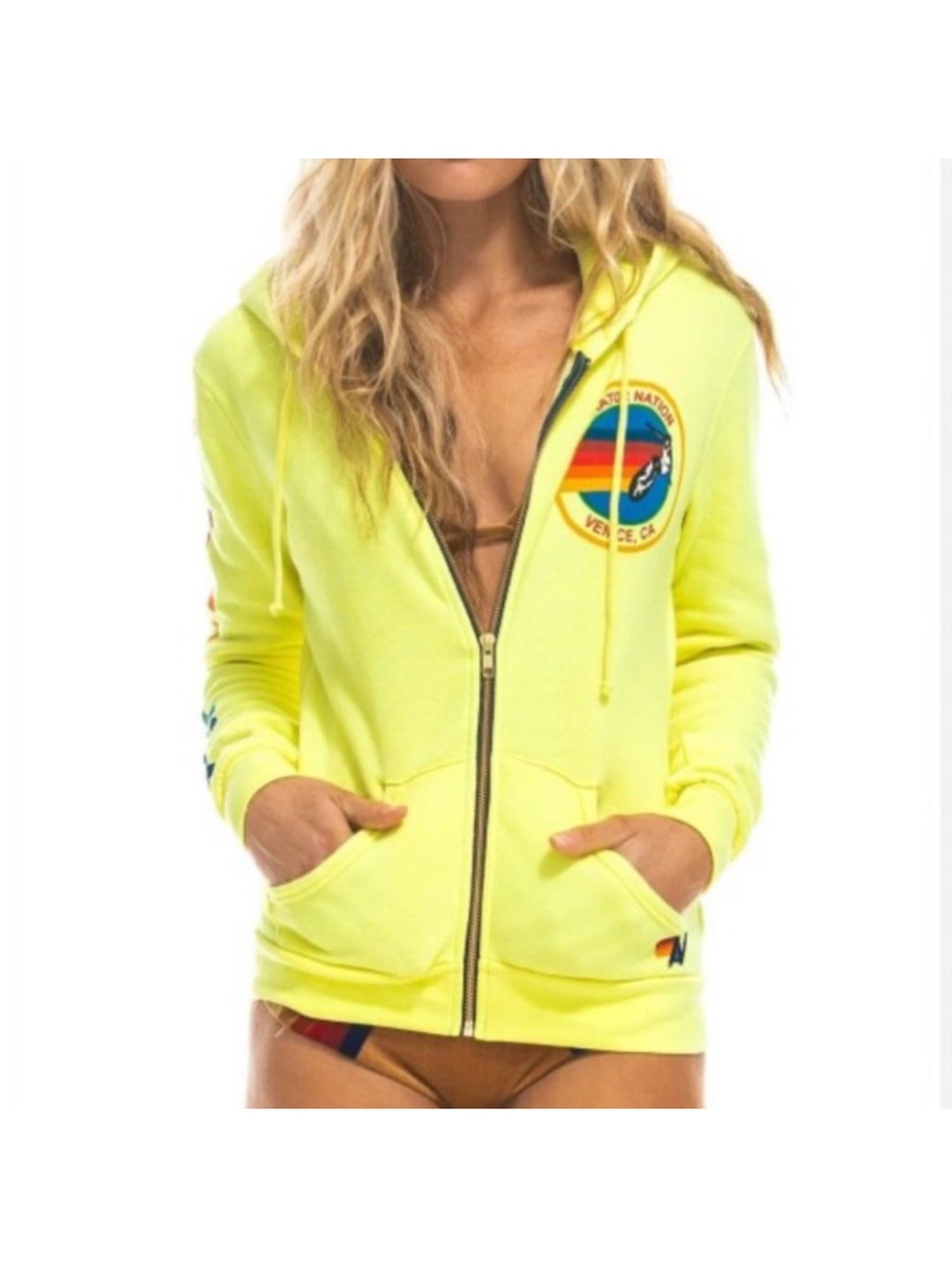 AVIATOR NATION ZIP UP HOODIE logo says Manhattan Beach, CA rare and vintage